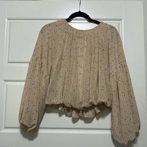 Gianni Bini Cream Floral Blouse